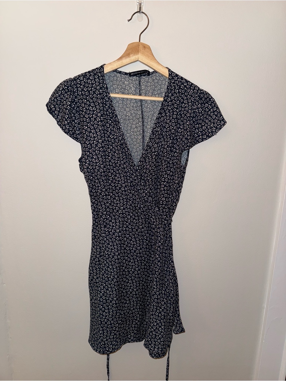 Brandy Melville Black Floral Wrap Mini Dress
